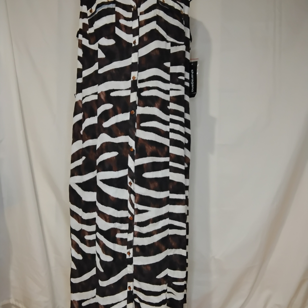 Sharagano Zebra Print Maxi Dress - Black and Brown